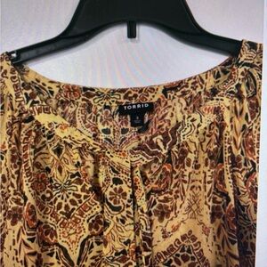 Torrid S-3X Women’s Multicolor Sheer Long Sleeve Longline Tunic Top w/Front Tie